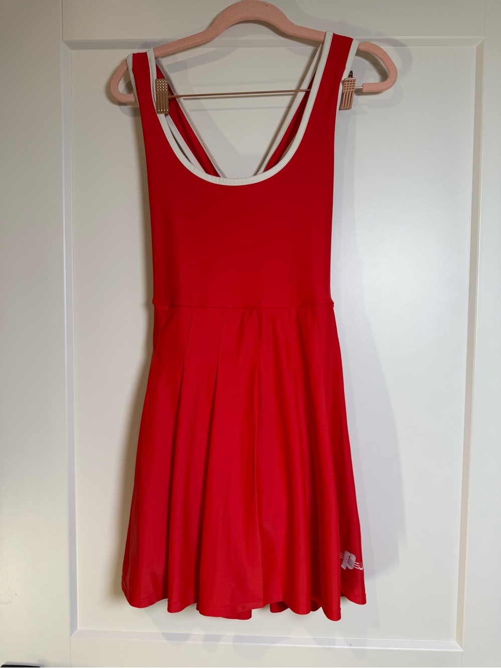 Prince Pickleball Cross-Back Pleated Athletic Dress with Built-In Shorts Red Whi